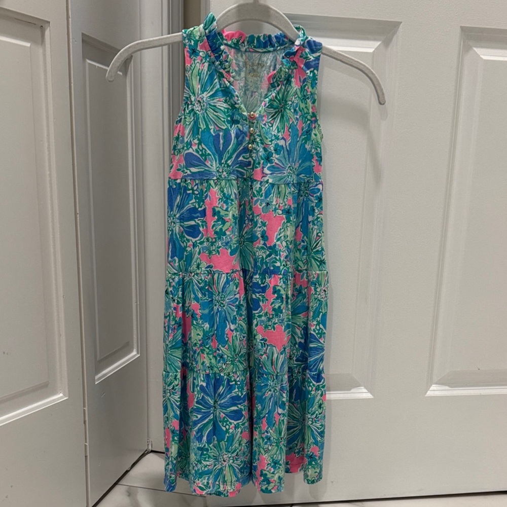 Lilly Pulitzer Girls Tropical Floral Maxi Dress - 100% cotton /XS (2 - 3 yrs)